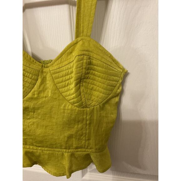 Band of the Free Lime Green Ruffled Bodice Crop Top, sz S - Picture 4 of 6